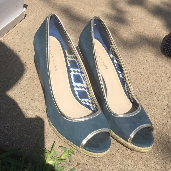 Jones New York Shoes Jones New York Blue Wedges Poshmark